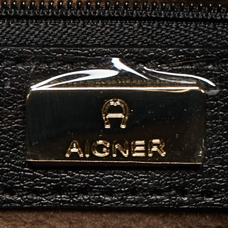 Pre Owned Aigner Black Leather Diane Shoulder Bag