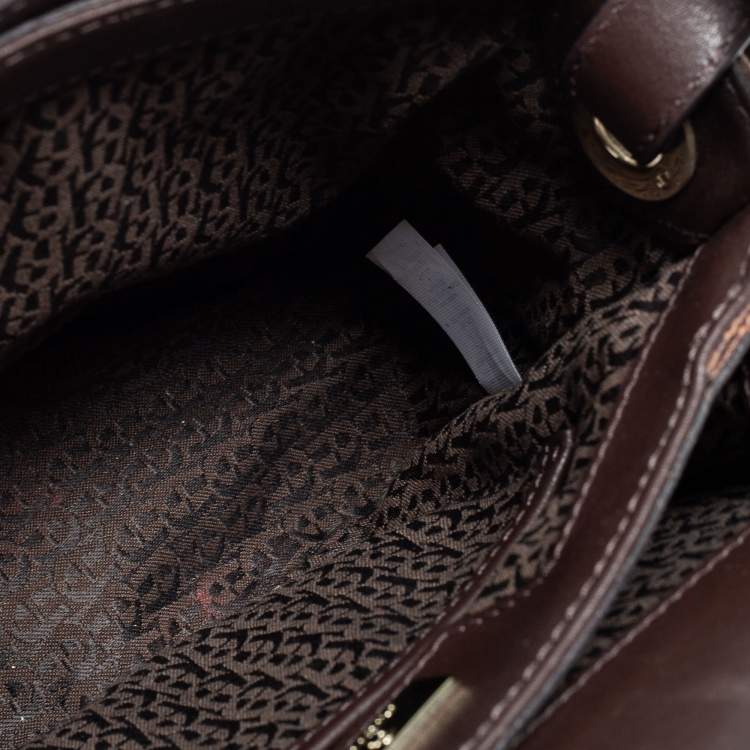 Pre Owned Aigner Brown Signature Coated Canvas Genoveva Top Handle Bag