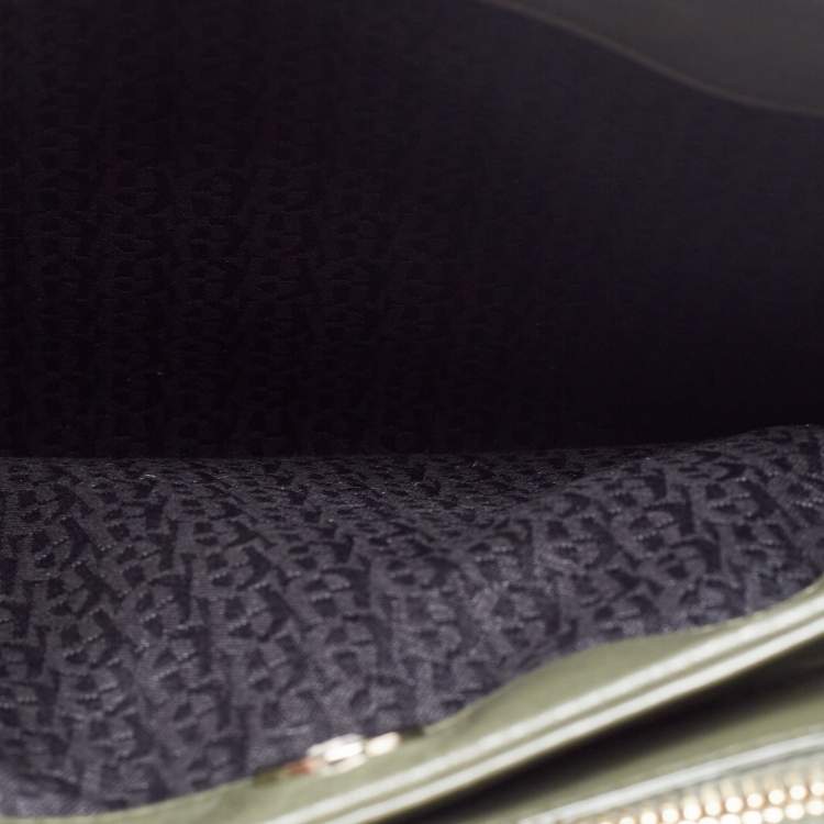 Pre Owned Aigner Olive Green Logo Embossed Leather Olivia Tote