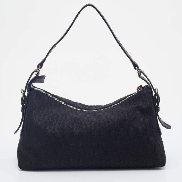 Pre Owned Aigner Black Signature Canvas And Leather Shoulder Bag