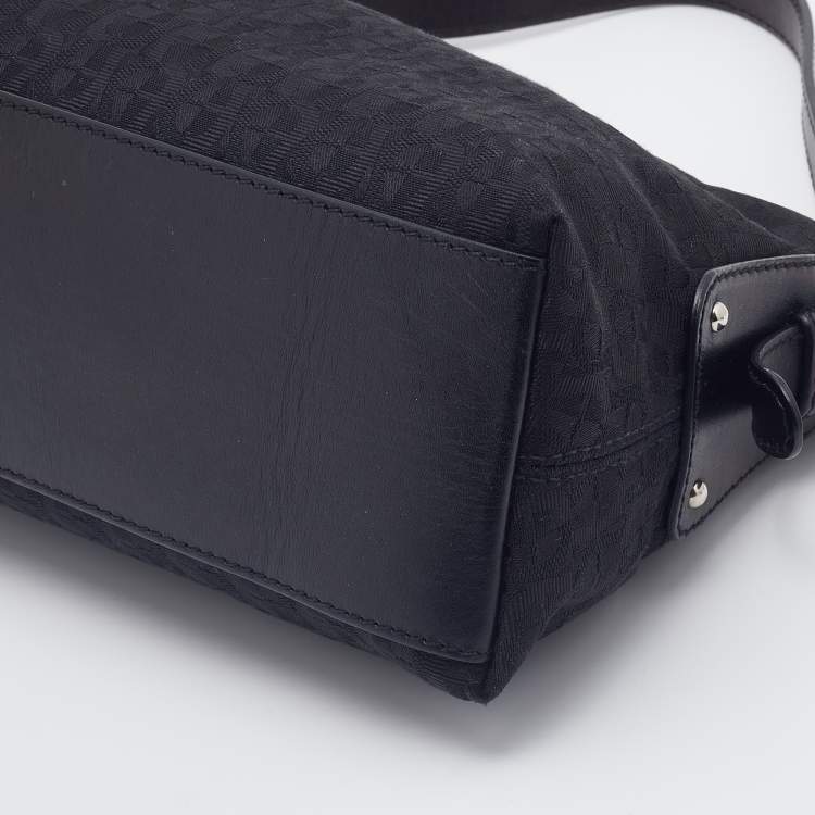 Pre Owned Aigner Black Signature Canvas And Leather Shoulder Bag