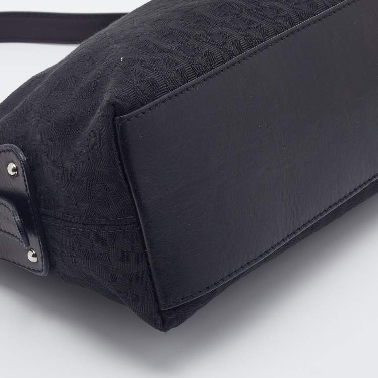 Pre Owned Aigner Black Signature Canvas And Leather Shoulder Bag