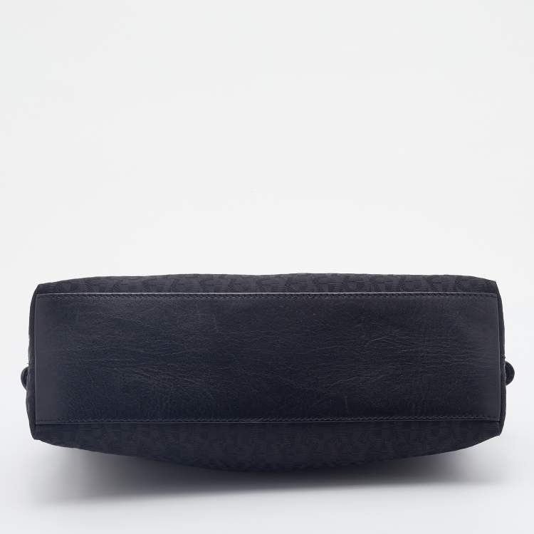Pre Owned Aigner Black Signature Canvas And Leather Shoulder Bag