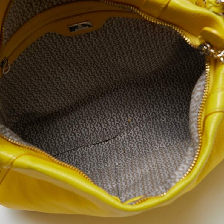 Pre Owned Aigner Yellow Leather Tassel Shoulder Bag