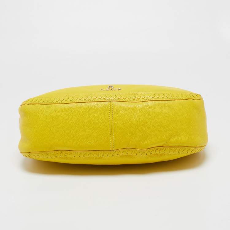 Pre Owned Aigner Yellow Leather Tassel Shoulder Bag