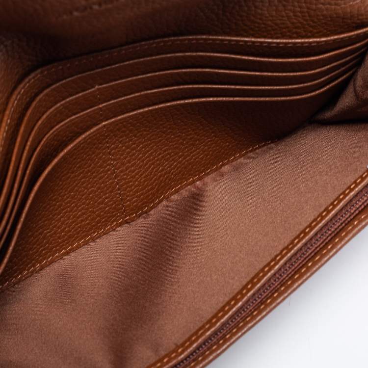 Pre Owned Aigner Purple/Brown Nylon and Leather Flap Continental Wallet