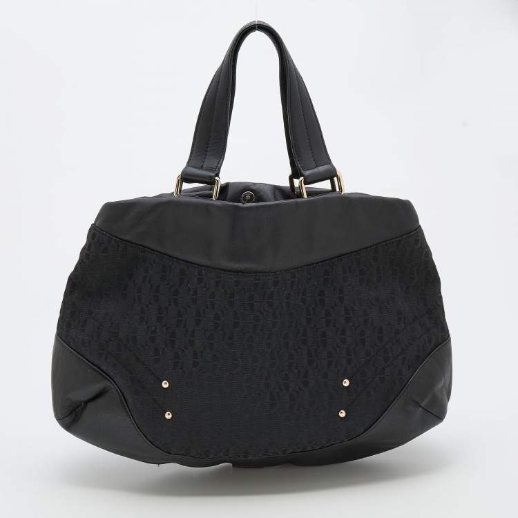 Pre Owned Aigner Black Canvas and Leather Hobo