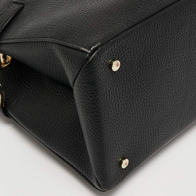 Pre Owned Aigner Black Leather Zip Satchel