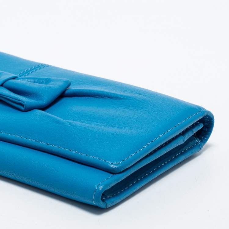 Pre Owned Aigner Blue Leather Bow Wallet