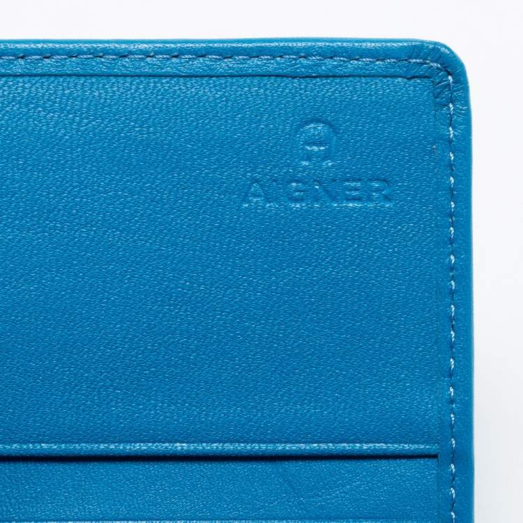 Pre Owned Aigner Blue Leather Bow Wallet