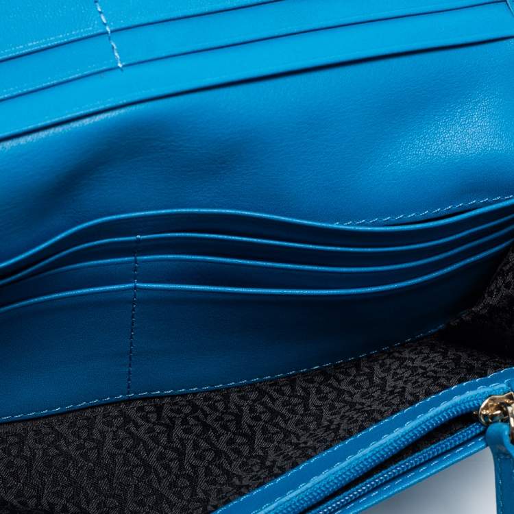 Pre Owned Aigner Blue Leather Bow Wallet