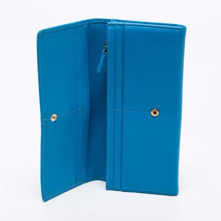 Pre Owned Aigner Blue Leather Bow Wallet