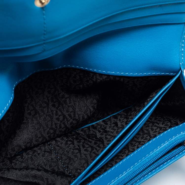 Pre Owned Aigner Blue Leather Bow Wallet