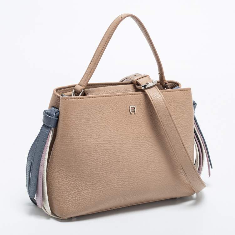 Pre Owned Aigner Beige Leather Tote
