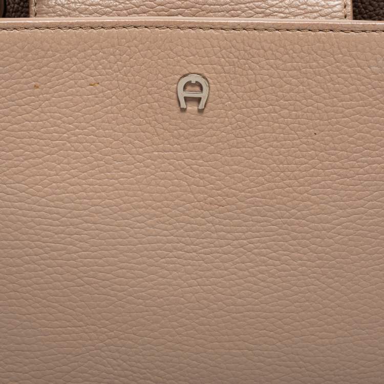 Pre Owned Aigner Beige Leather Tote