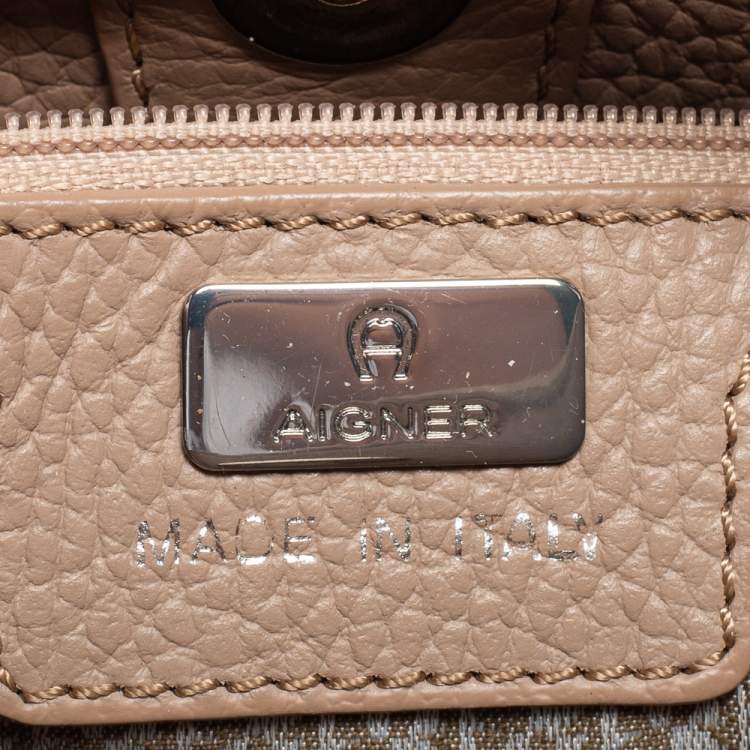 Pre Owned Aigner Beige Leather Tote