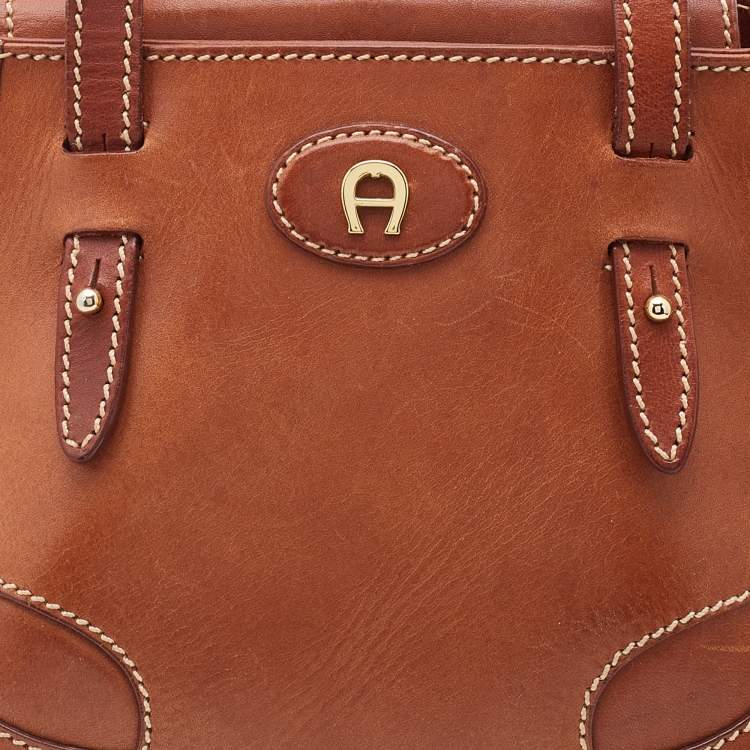 Pre Owned Aigner Tan Leather Hobo