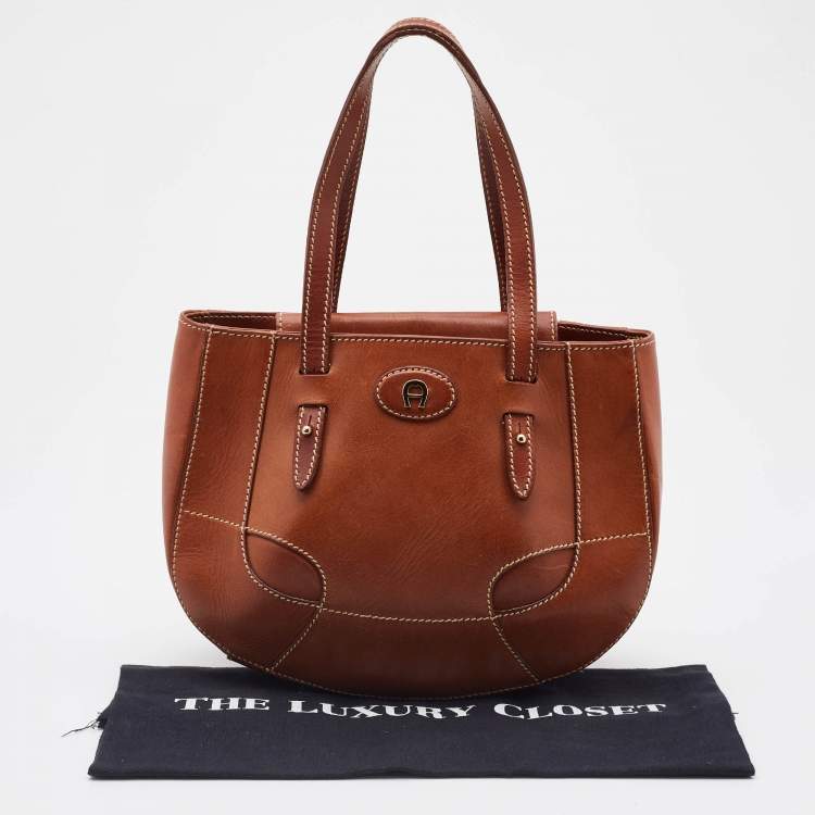 Pre Owned Aigner Tan Leather Hobo