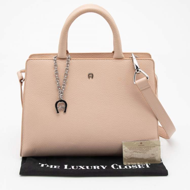 Pre Owned Aigner Pink Grained Leather Cybill Tote