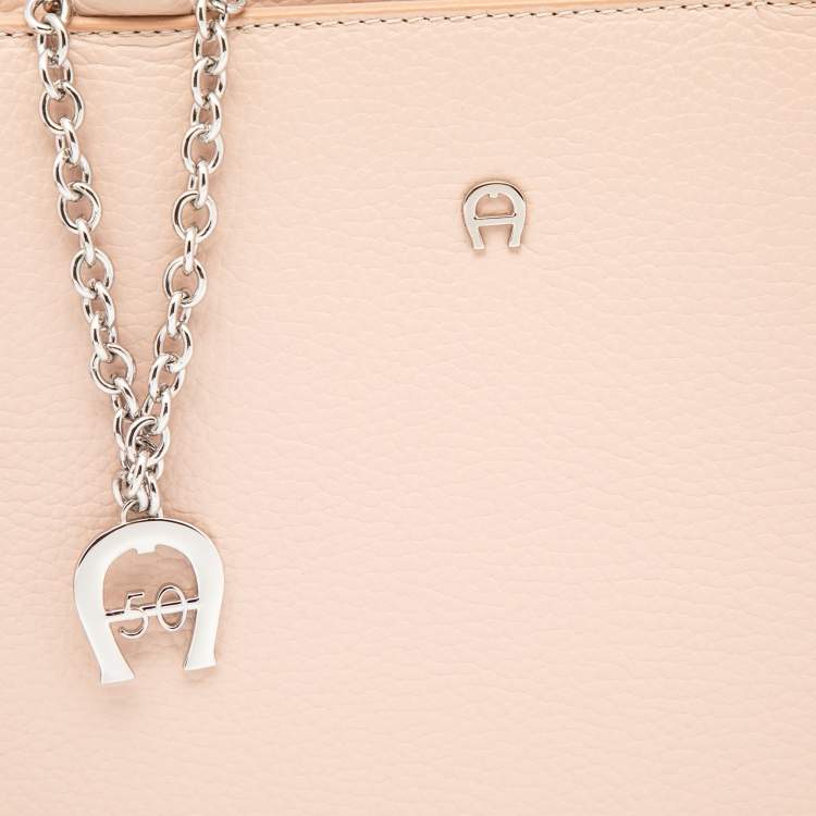 Pre Owned Aigner Pink Grained Leather Cybill Tote