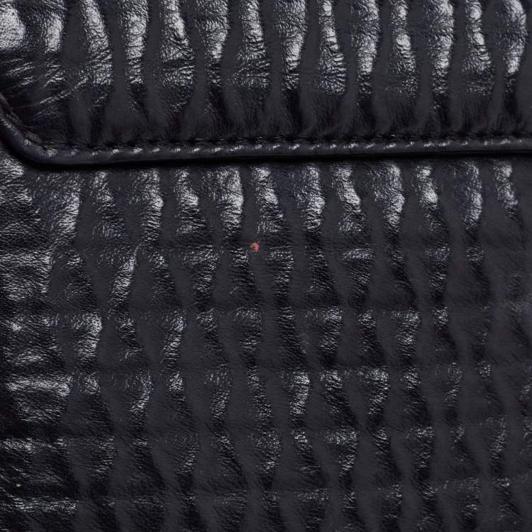 Pre Owned Aigner Black Leather Flap Crossbody Bag