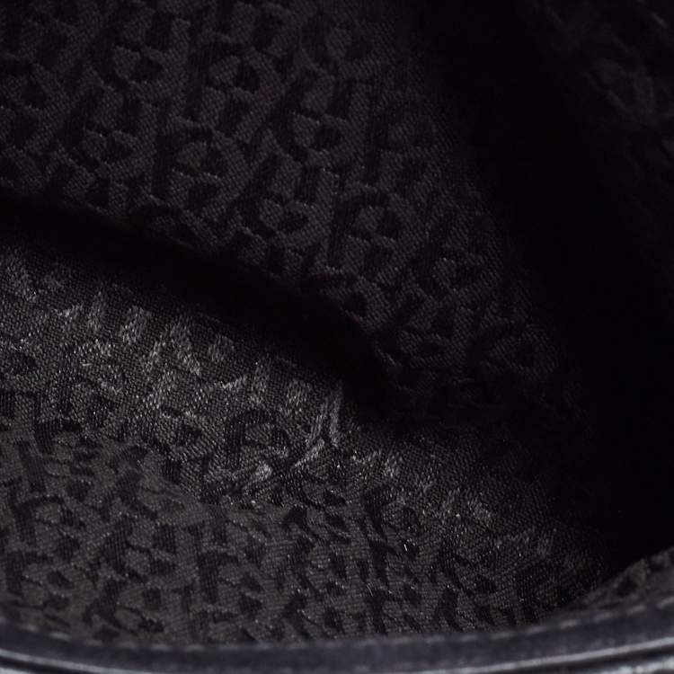 Pre Owned Aigner Black Leather Flap Crossbody Bag