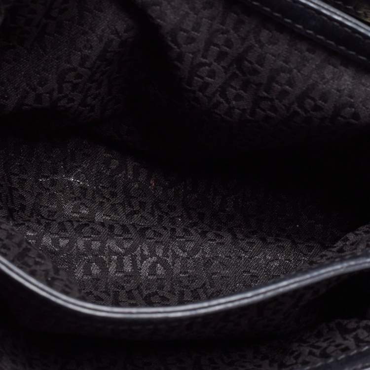 Pre Owned Aigner Black Leather Flap Crossbody Bag