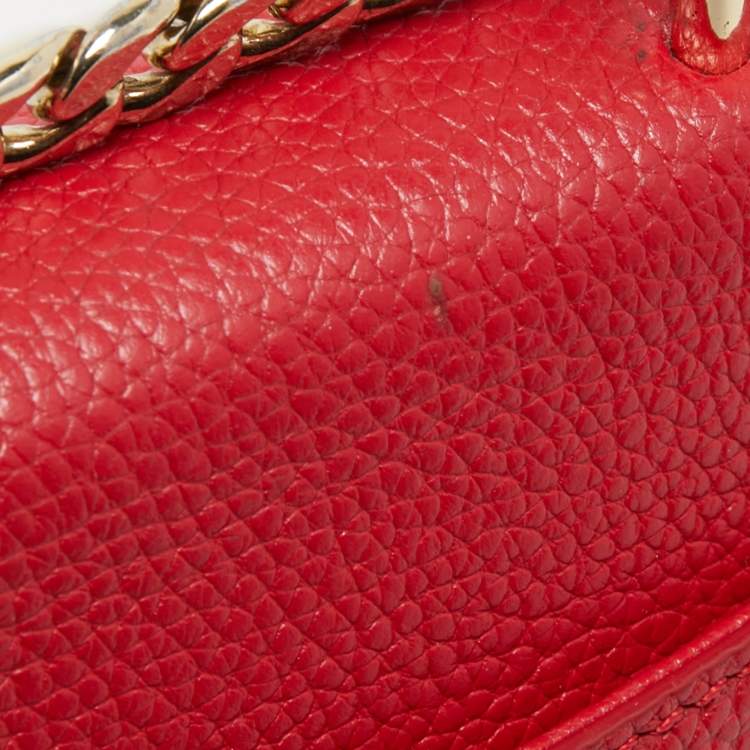 Pre Owned Aigner Red Leather Flap Crossbody Bag