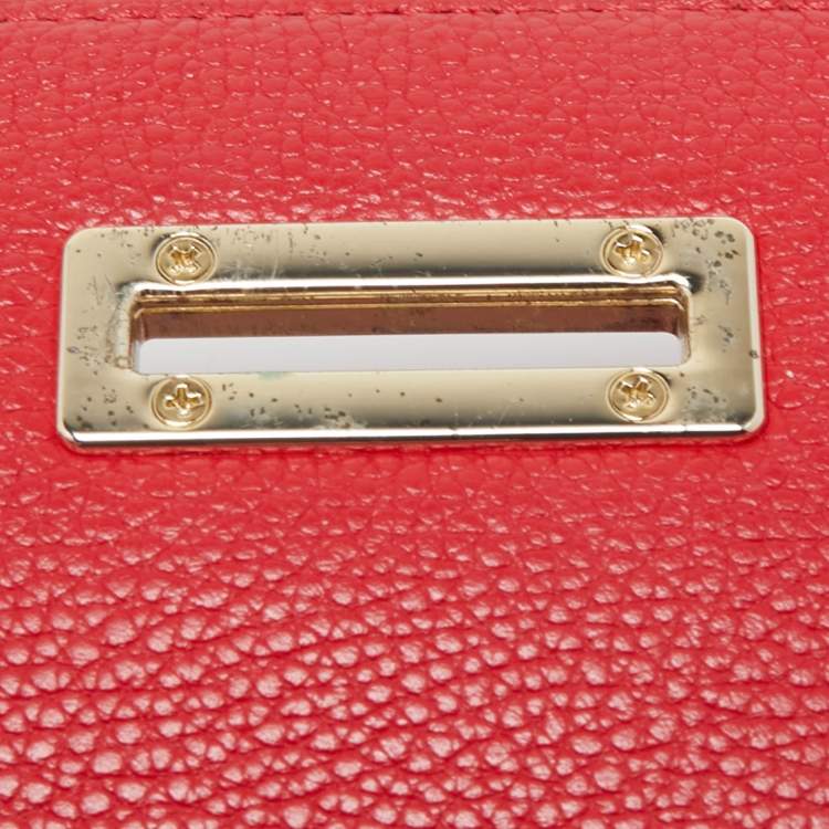 Pre Owned Aigner Red Leather Flap Crossbody Bag
