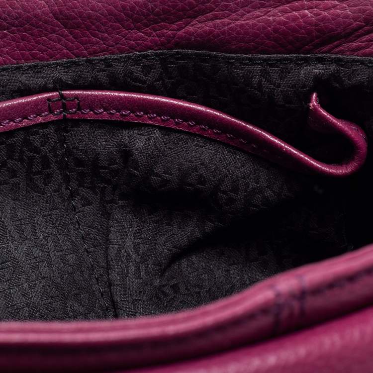 Pre Owned Aigner Purple Grained Leather Clutch Bag