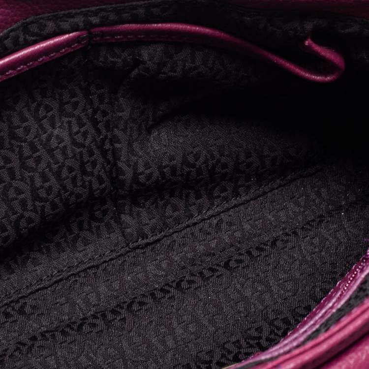 Pre Owned Aigner Purple Grained Leather Clutch Bag