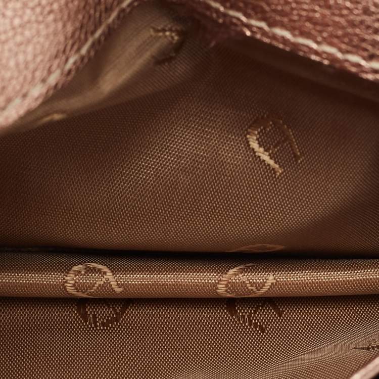 مملوكة مسبقًا Aigner Metallic Leather Flap Compact Wallet