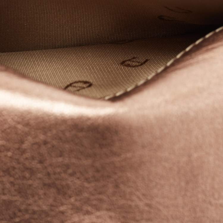 مملوكة مسبقًا Aigner Metallic Leather Flap Compact Wallet