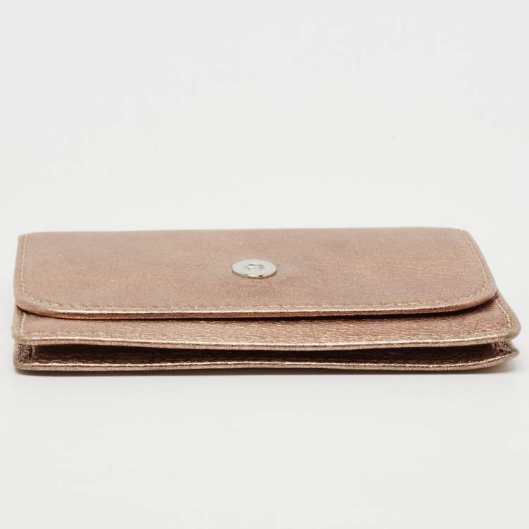 مملوكة مسبقًا Aigner Metallic Leather Flap Compact Wallet