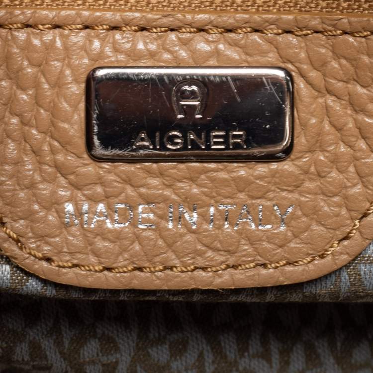 Pre Owned Aigner Brown Pebbled Leather Small Cybill Tote