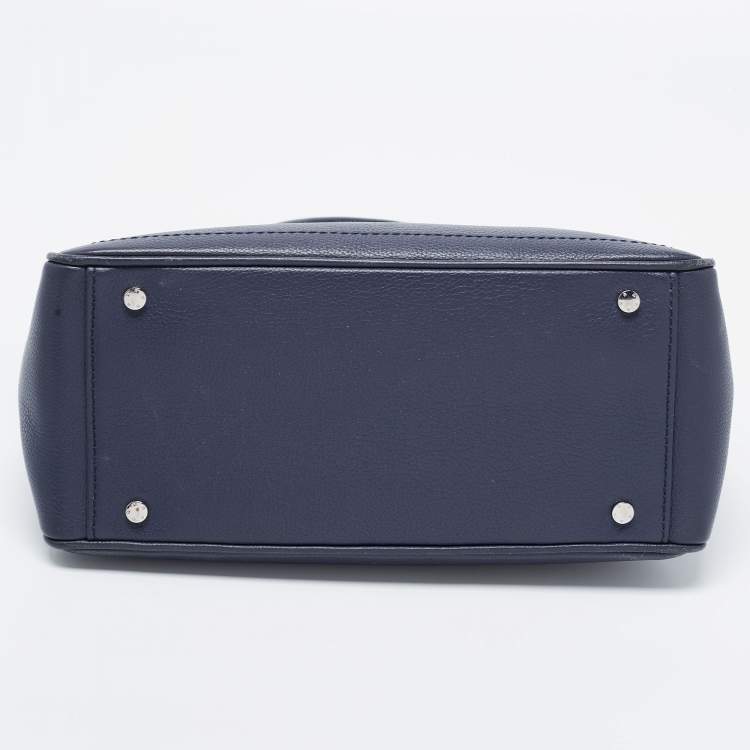 Pre Owned Aigner Blue Leather Zip Satchel