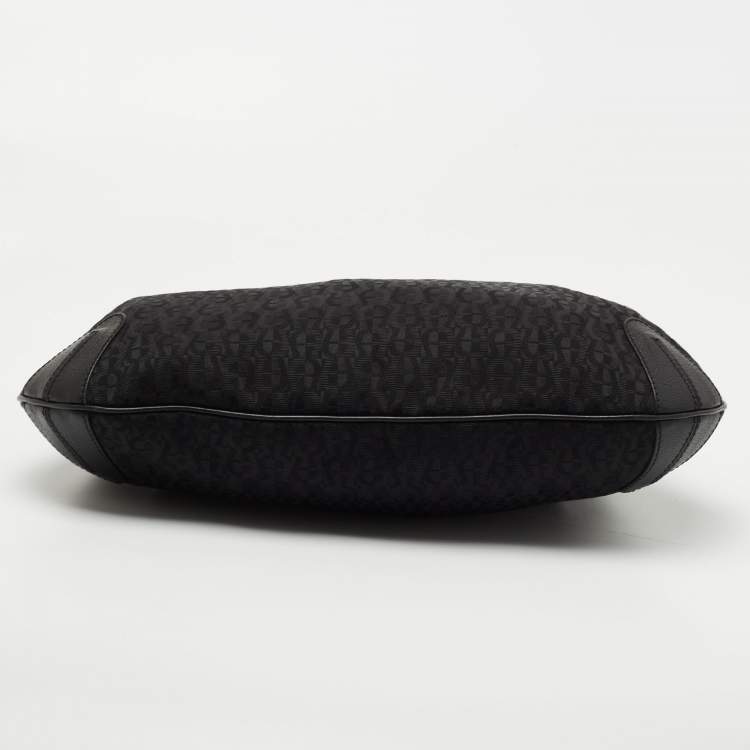 Pre Owned Aigner Black Signature Canvas and Leather Hobo