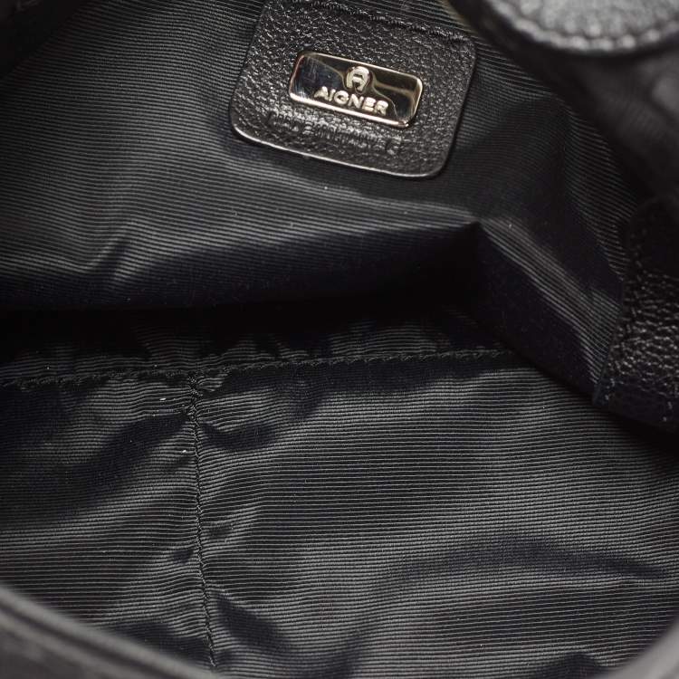 Pre Owned Aigner Black Signature Canvas and Leather Hobo