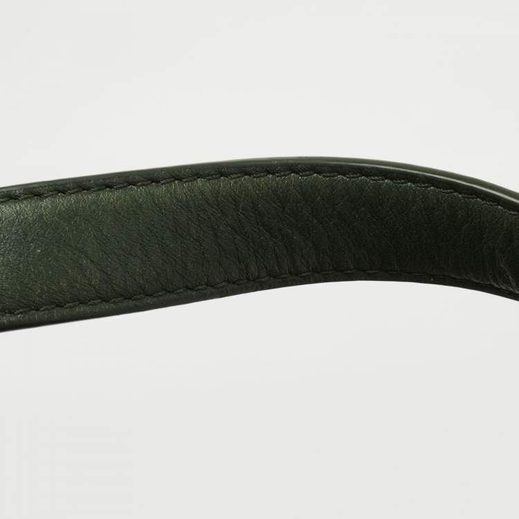 Pre Owned Aigner Dark Green Leather Bow Tote