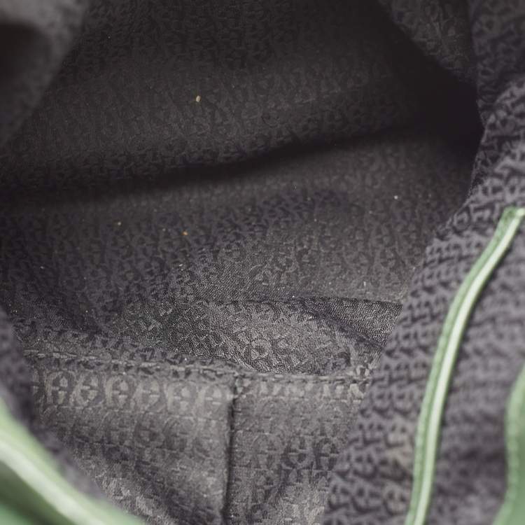 Pre Owned Aigner Dark Green Leather Bow Tote