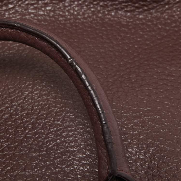 Pre Owned Aigner Dark Brown Leather Embellished Satchel