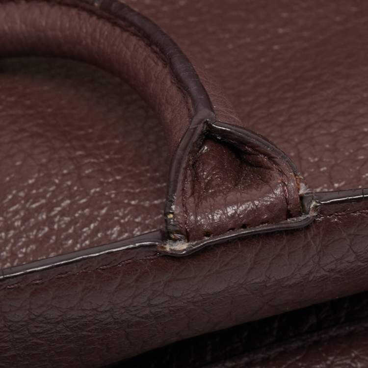 Pre Owned Aigner Dark Brown Leather Embellished Satchel