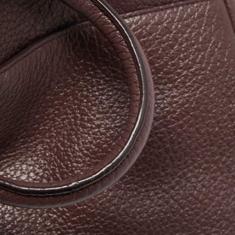 Pre Owned Aigner Dark Brown Leather Embellished Satchel