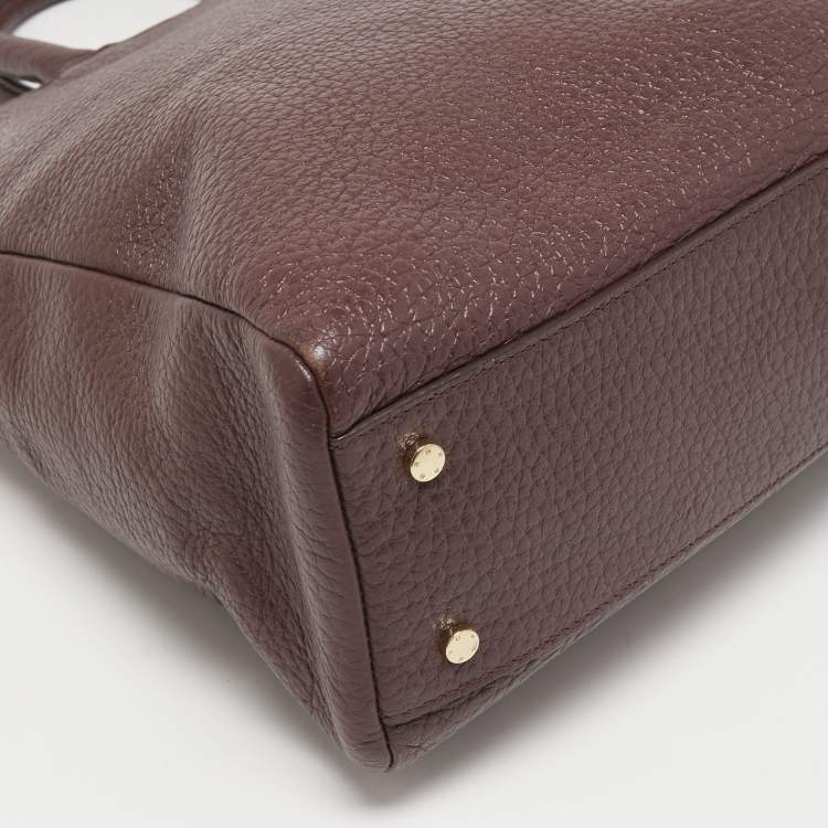 Pre Owned Aigner Dark Brown Leather Embellished Satchel