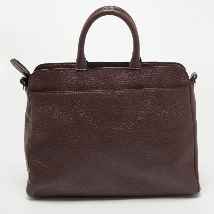 Pre Owned Aigner Dark Brown Leather Embellished Satchel