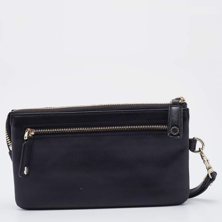 Pre Owned Aigner Black Leather Zip Continental Wallet