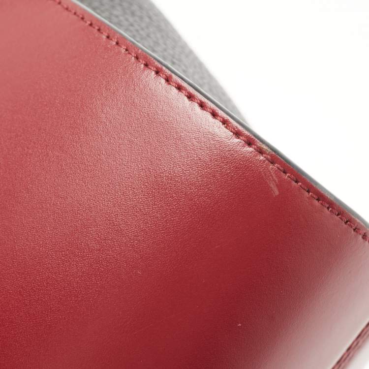 Pre Owned Aigner Burgundy/Black Leather Zip Satchel