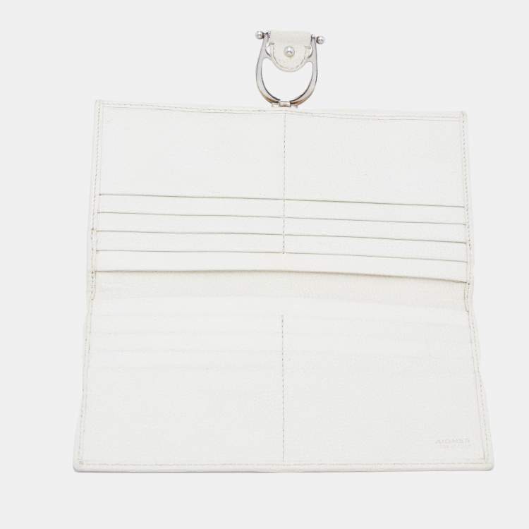Pre Owned Aigner Off White/Brown Leather and Signature Canvas Continental Wallet