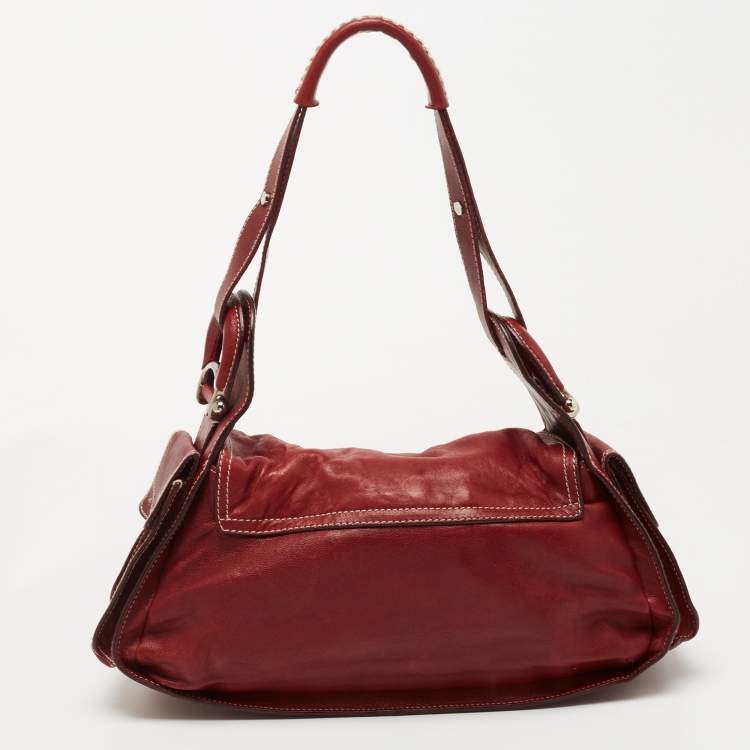 Pre Owned Aigner Red Leather Flap Shoulder Bag