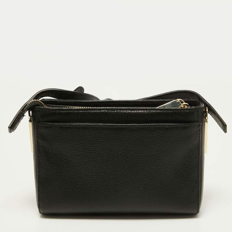 Pre Owned Aigner Black Leather Zip Crossbody Bag